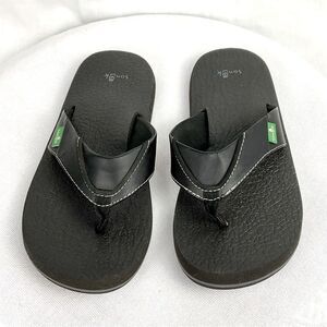 Youth Sanuk Black Flip Flop Root Beer Cozy Flip Flop Sandals Sz 4/5